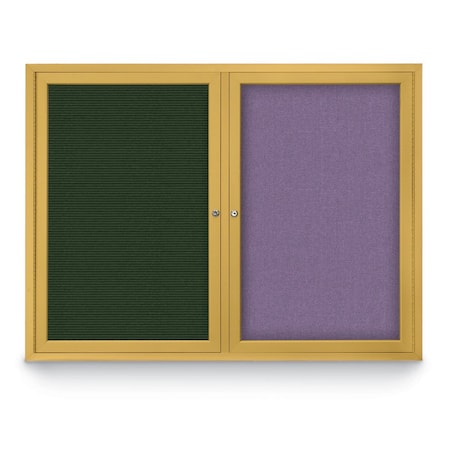 United Visual Products Corkboard, Med Grey/Gold, 72" X 36" UV407-GOLD-MEDGRY